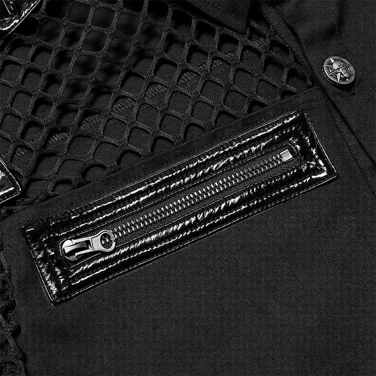 Men's Shirt Black Asymmetric Stitching Punk