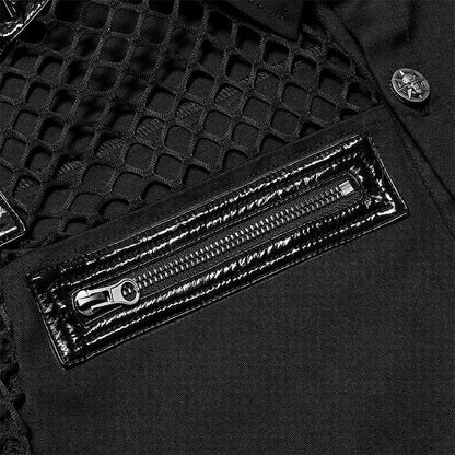 Men's Shirt Black Asymmetric Stitching Punk