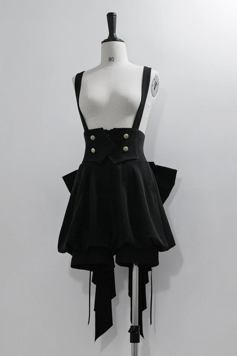 キュート+レトロショートパンツエレガントシャツリボンプリンス予約テールダーク