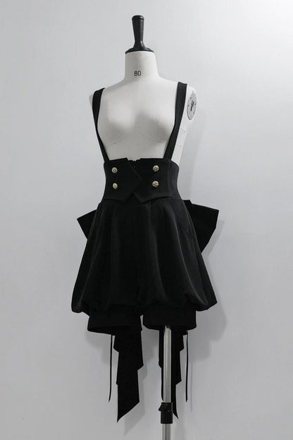 キュート+レトロショートパンツエレガントシャツリボンプリンス予約テールダーク