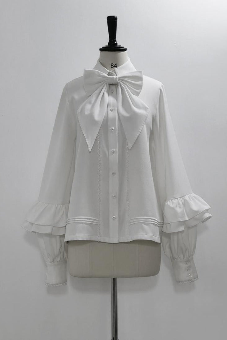 キュート+レトロショートパンツエレガントシャツリボンプリンス予約テールダーク