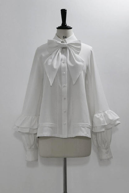 キュート+レトロショートパンツエレガントシャツリボンプリンス予約テールダーク