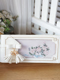 Muster Blumenstil Tasche Schleife Ita Cheongsam mit Akzent PU Fransen Weiß