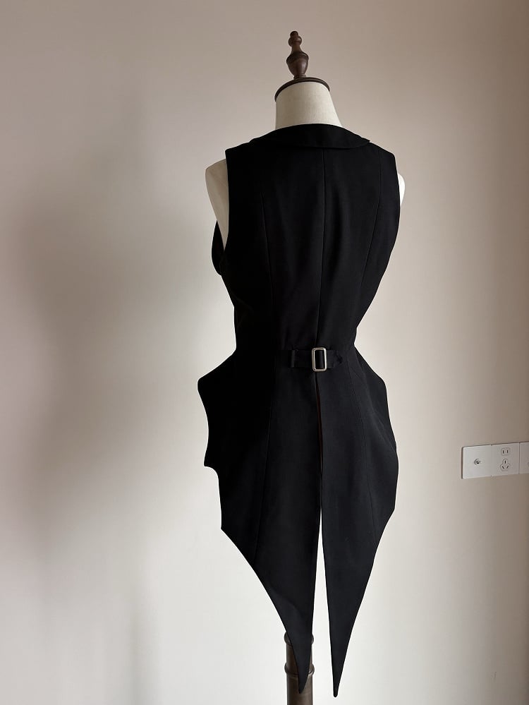 Gothic Vampire Waistcoat Bat and Wings Lolita Black Hemline Red