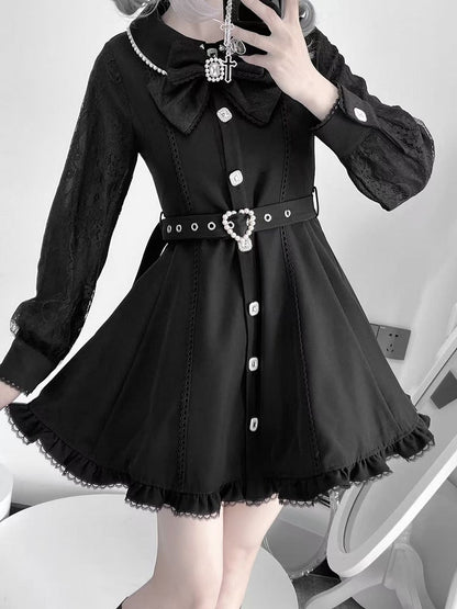 Jirai and Dress Cape Beaded Buckle Collar Belt with Black Kei Detachable