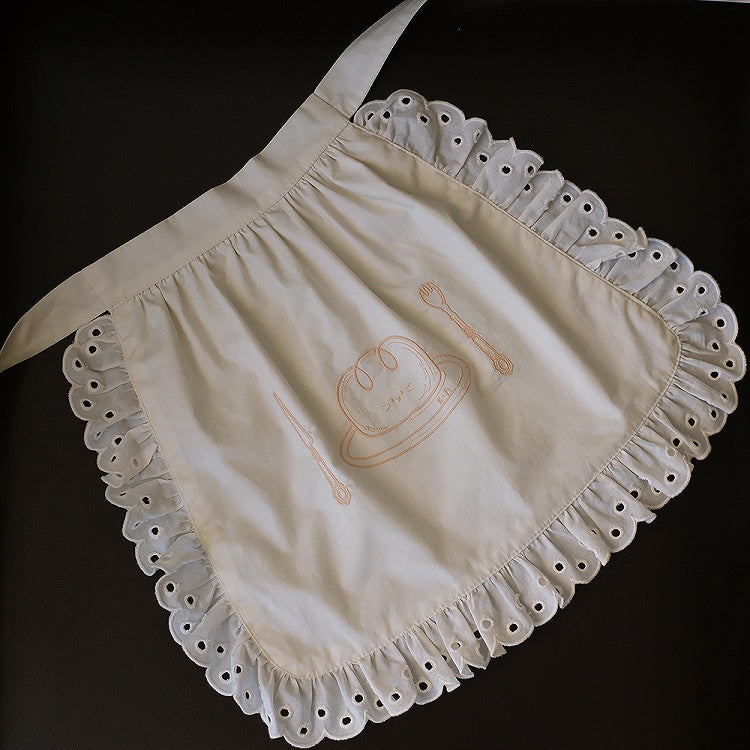 Bread Apron Beige Embroidery
