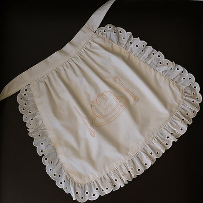 Bread Apron Beige Embroidery