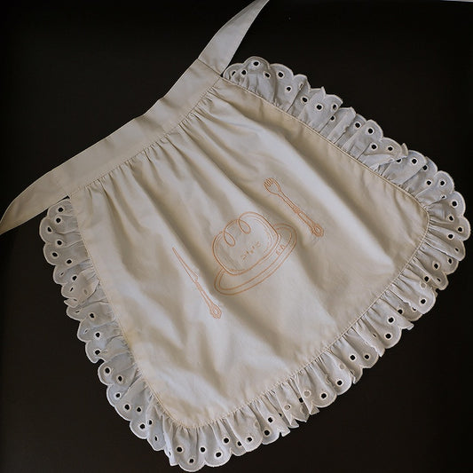 Bread Apron Beige Embroidery