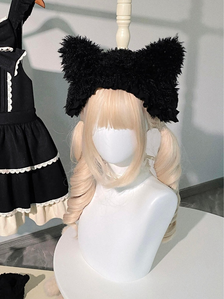 Fleece Coffee Bunny/Black Bear/White Ear Hairband Cat
