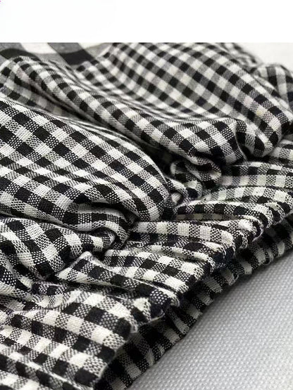 Y2K ブラック＆ホワイト チェック柄 アンクル丈 ティアードスカート