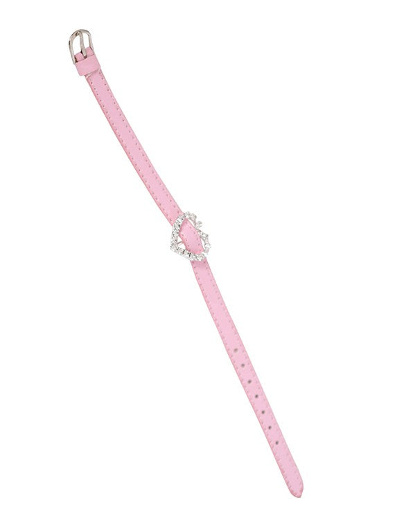 Edgy Rhinestone Color Options 4 Leather Bracelet Sweet Heart
