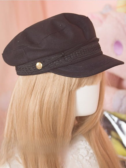 2 Options Black Beret with Golden Cross Chain