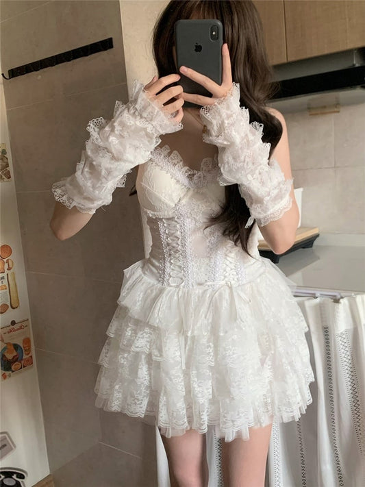 Sweet Lolita Lace Sleeves with Layered Lace Design - Princesscore Accessory
