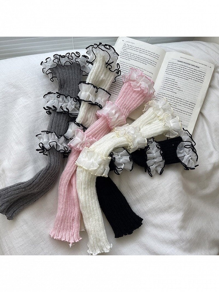 5 with Trim Colors Leg Style Kawaii Knit Warmers Lace