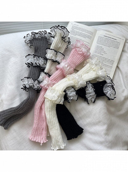 5 with Trim Colors Leg Style Kawaii Knit Warmers Lace