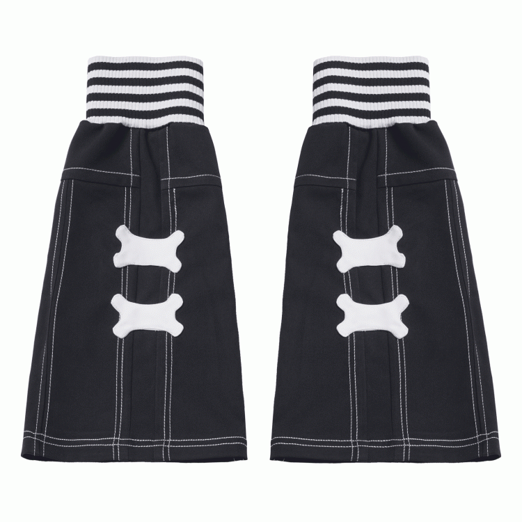 ブラックレッグウォーマー 伸縮性のある袖口 ボーンアップリケ
