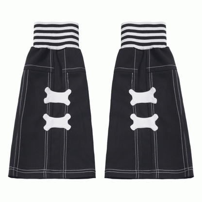 ブラックレッグウォーマー 伸縮性のある袖口 ボーンアップリケ