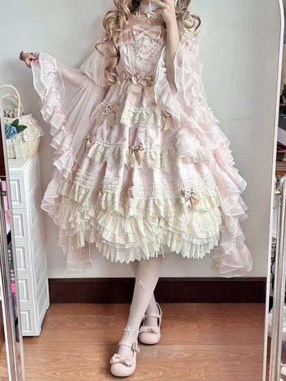 Blouse Off-the-Shoulder Classic Lolita Elegant Pink Bell Sleeves