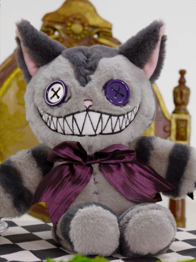 Cheshire Gray Cat Plushie Brown Canvas Bag A Guro Kawaii with