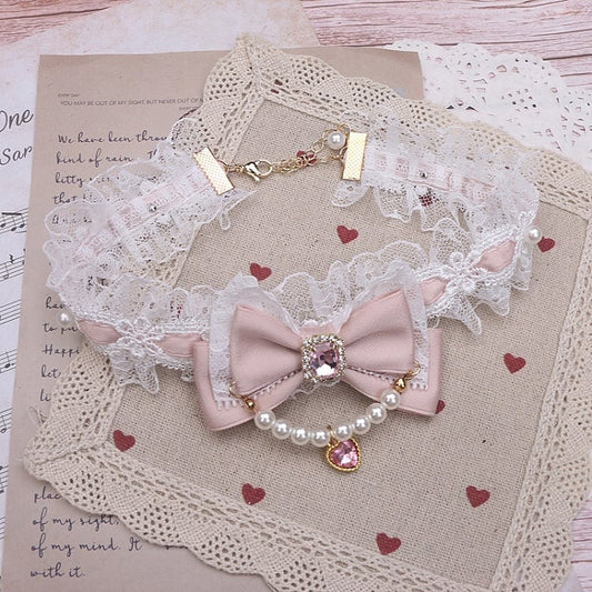 Pearl Color Options Jirai Lace Chain Kei Choker 4 Bowknot