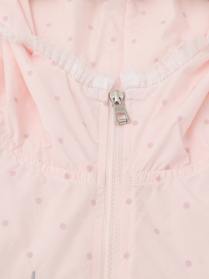 Cute Pink Bunny-Ear Hooded Sun Coat with Polka Dots