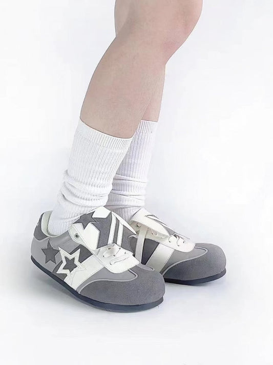 Design Traditional - Accents Lolita with Gray Sweet Lace-Up 4.5cm Sneakers Platform Star