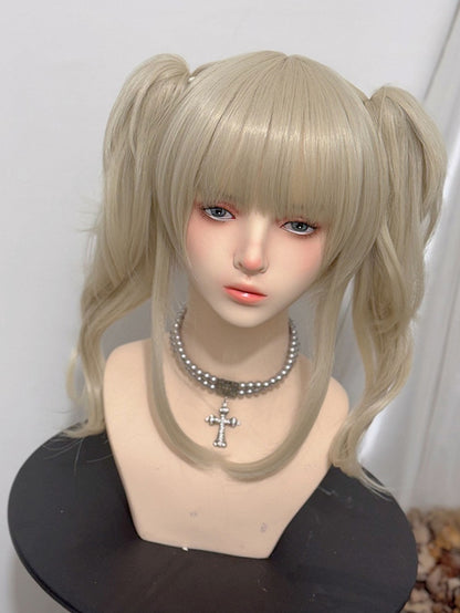 Bangs Ponytails Two Wigs Claw Wavy + Clips Blonde With