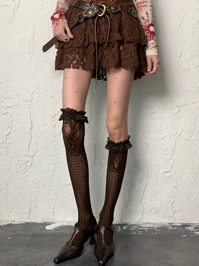 Print Wasteland Punk Strumpfhose Braunes Herz