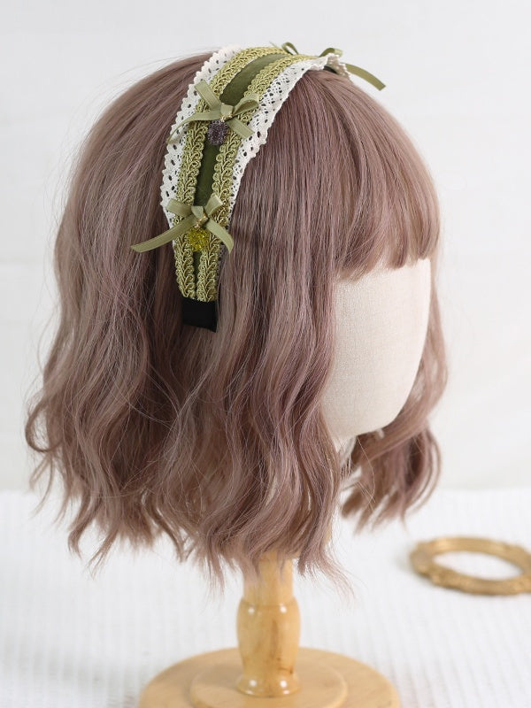 Cute Charm Grape Bowknot Purple Green / Lolita KC Lace With