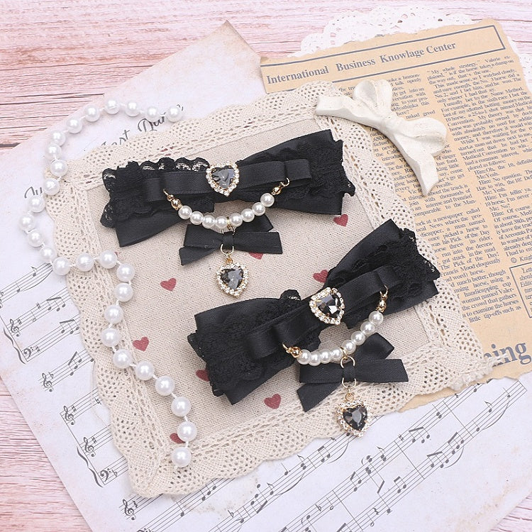 Heart Rhinestone Options 6 Chian Jirai Color Bowknot Pearl Kei Hairclip