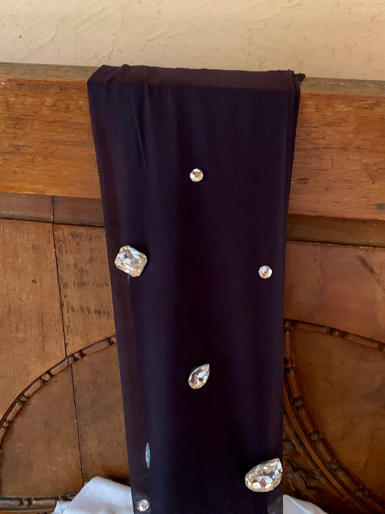 Semi-Sheer Dazzling White Tights Rhinestone in Black/Nude/Creamy