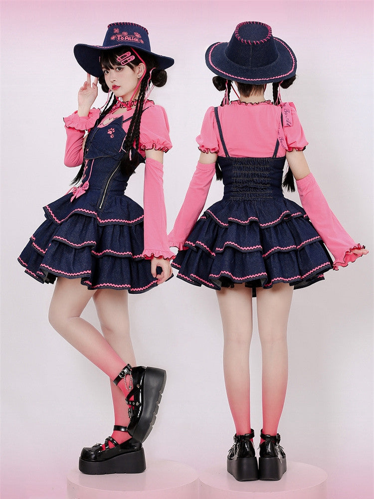 Rosafarbenes, herzförmiges Cutout-Top mit abnehmbaren Ärmeln