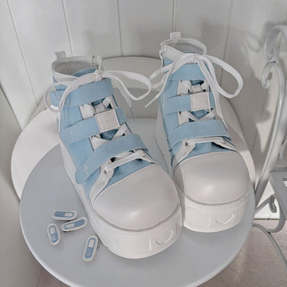 Tenshi Kaiwai Blue Round Toe Yami Kawaii Platform Sneakers