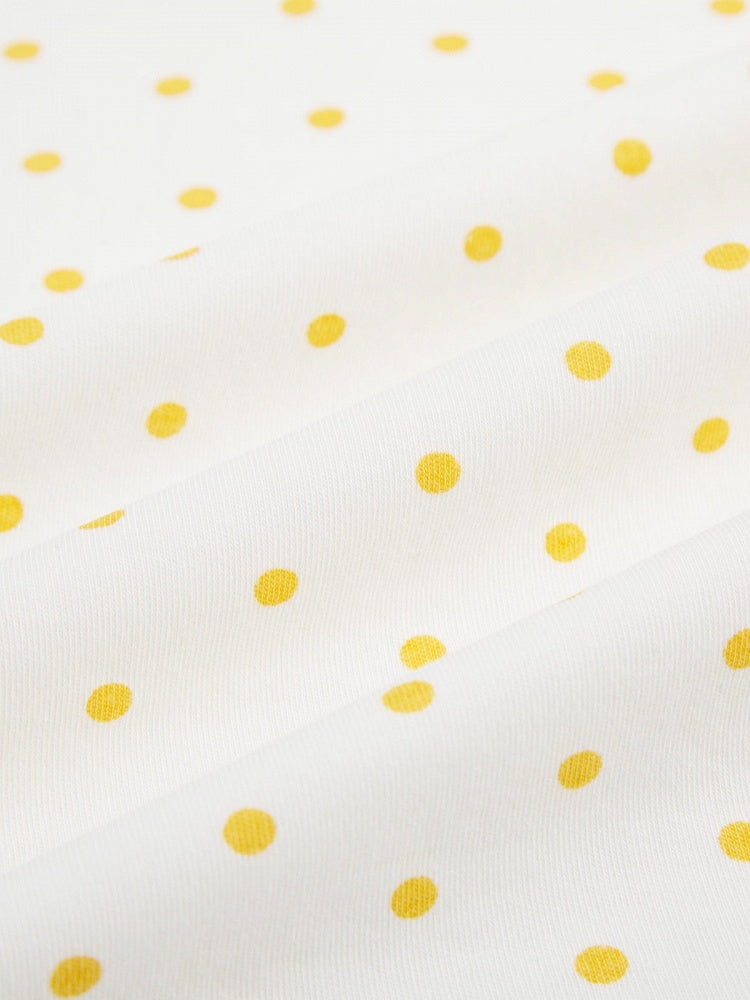 Yellow Polka-Dot Tee with Bear Motif & Chick Charm - Languid Park