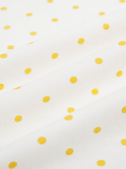 Yellow Polka-Dot Tee with Bear Motif & Chick Charm - Languid Park
