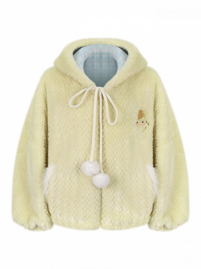with Chick Jacket Hoodie Embroidery Kawaii Yellow