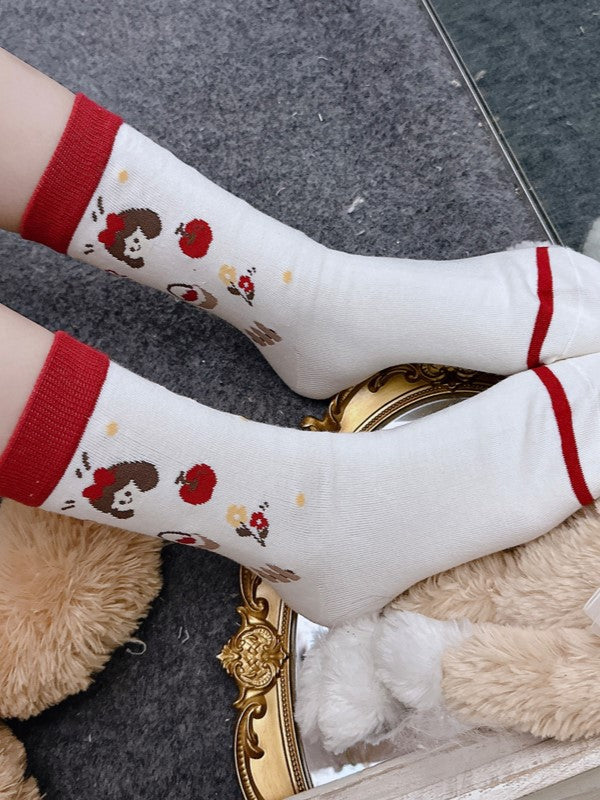 Druck und Kalbsleder mit Apfelweiß-Socken Optionen Floral 4