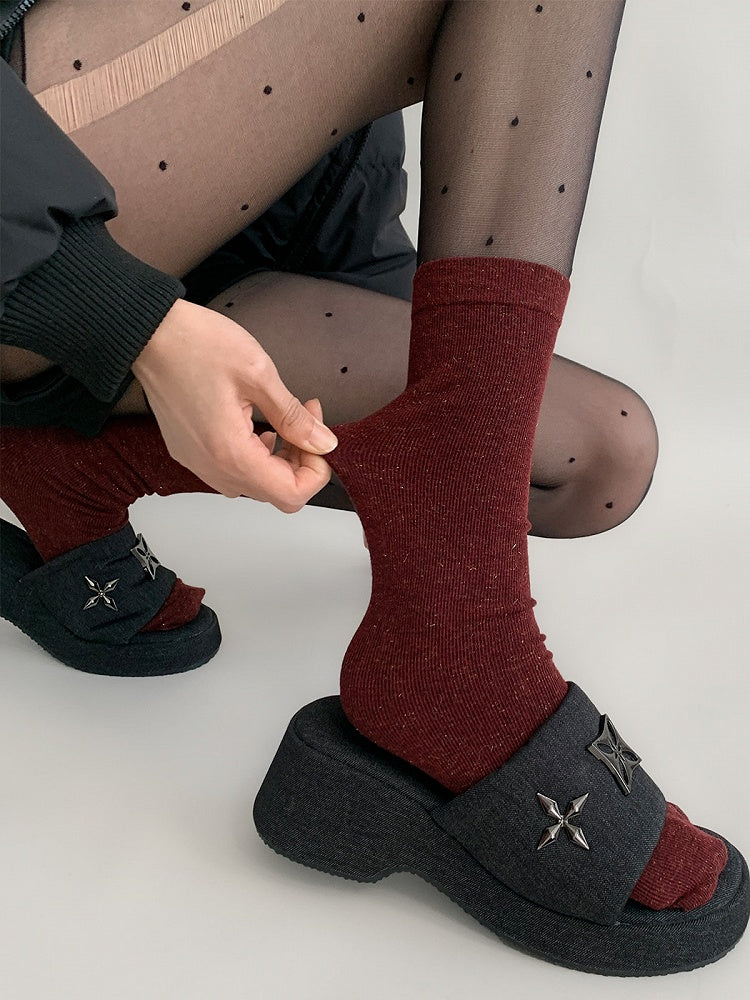 Sparkle Calf Ribbed Slouchy Socks