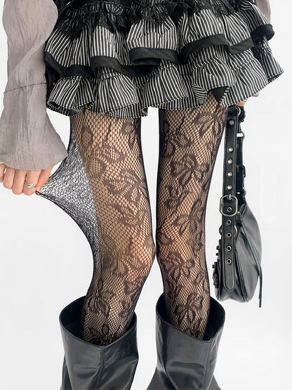 Collants en dentelle (2 résilles, Couleurs florales)