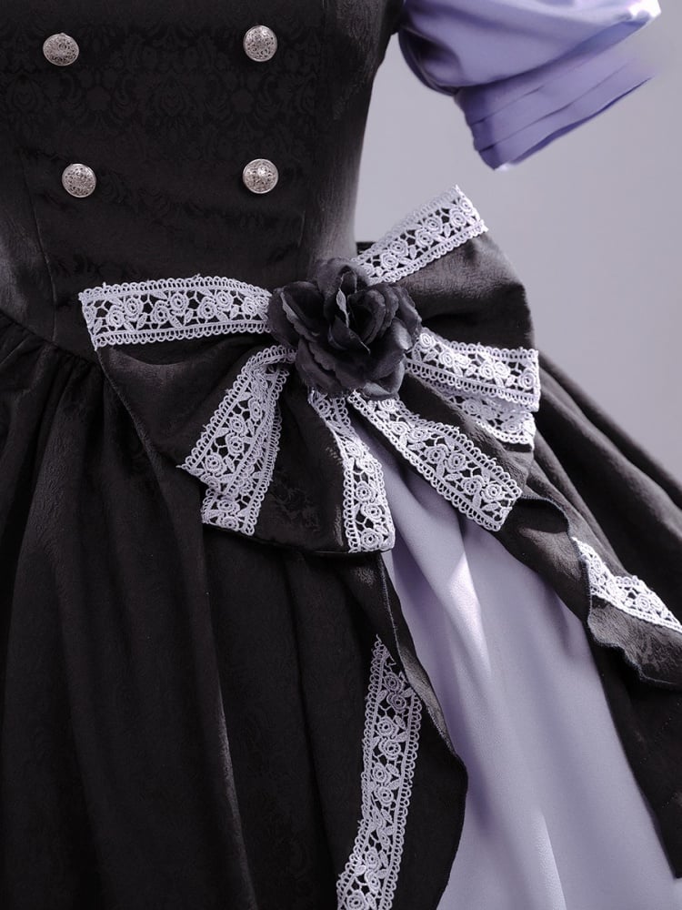 Love, Chunibyo &amp; Other Delusions Takanashi Rikka Lila Hemd mit schwarzem Kleid Lolita-Stil Cosplay Kostüm Komplettset