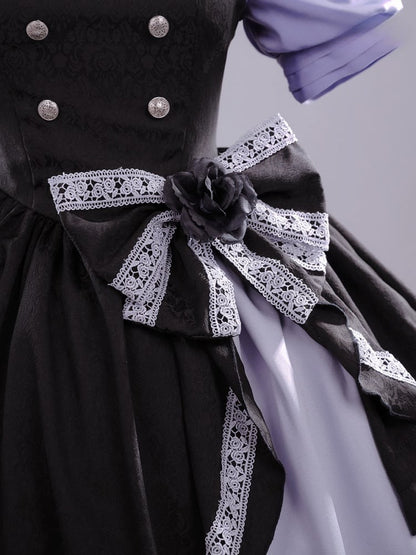 Love, Chunibyo &amp; Other Delusions Takanashi Rikka Lila Hemd mit schwarzem Kleid Lolita-Stil Cosplay Kostüm Komplettset