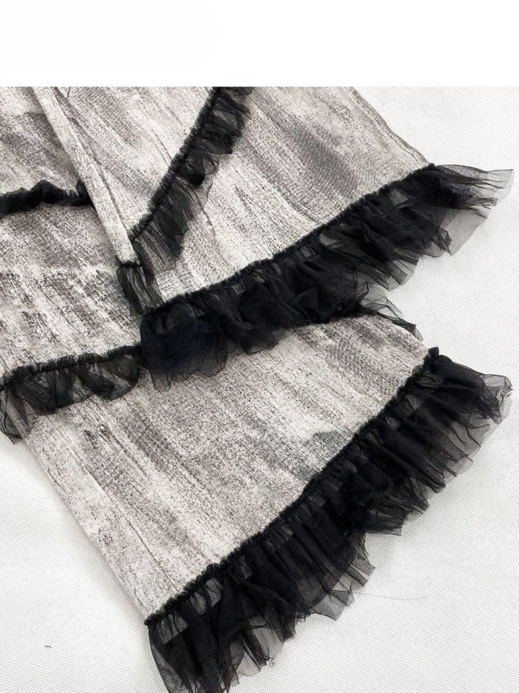 Bittersweet Trim Tie Gray Smoky Dye Jeans Silhouette Lace Flare