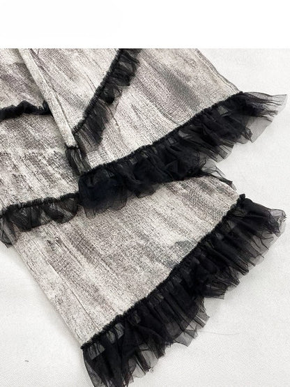 Bittersweet Trim Tie Gray Smoky Dye Jeans Silhouette Lace Flare