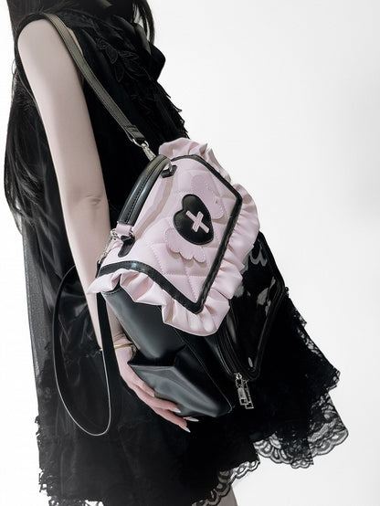 – Jirai Decoration Angel Bag Pink Ita Black Kei Heart Wings