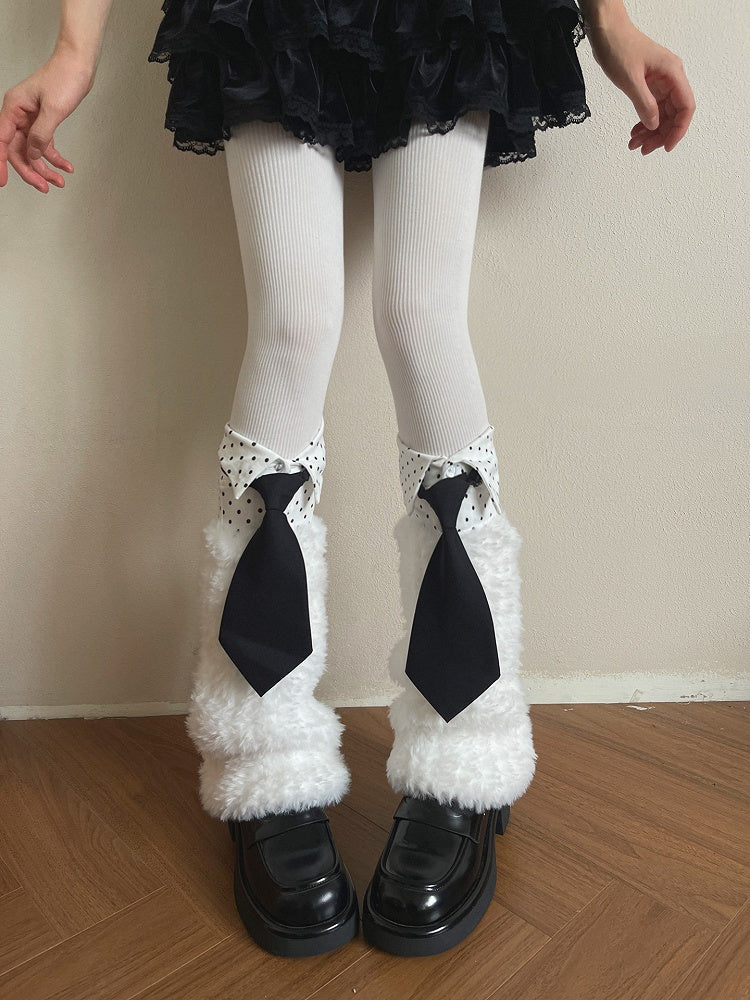 Fur Leg White Faux Plush Warmers