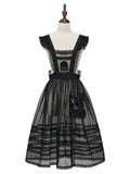 with Embroidered Pocket Overdress Black Lolita Lace-Trimmed