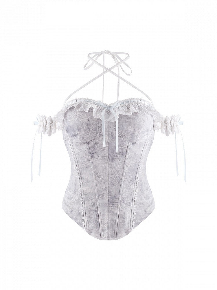 Light Blue Halter Corset with Lace - serendipity