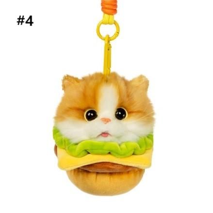 Cat Hamburger Options 4 Cute Plush Keychain