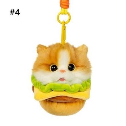 Cat Hamburger Options 4 Cute Plush Keychain