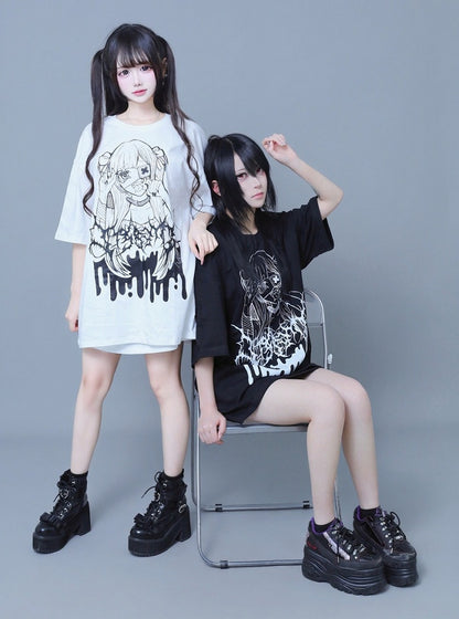White Anime Girl Graphic Tee - ITAMI